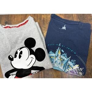 Lot Of 2 Disney Shirts, Size Large, Mickey Gray And WDW Compass Blue